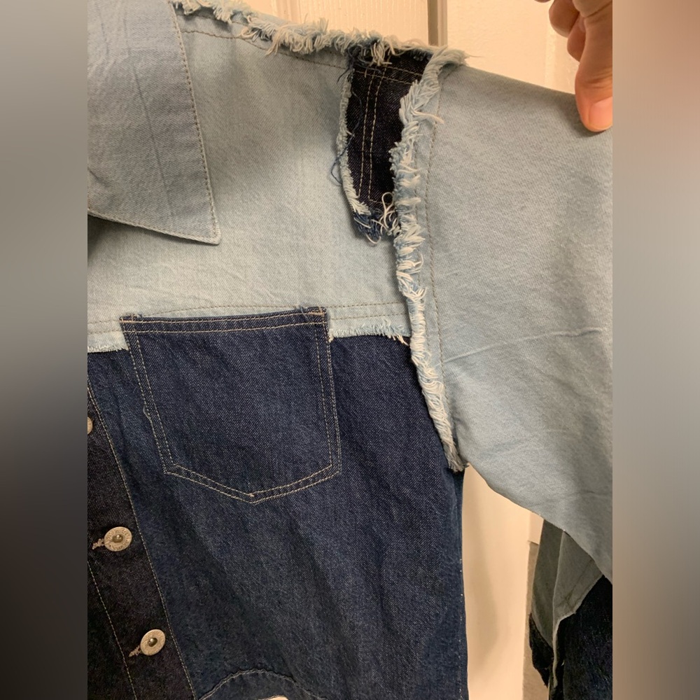 Patchwork Size Large Women’s Denim Jacket - image 4